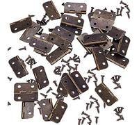 Namvo Small Mini Hinges, 100 Packs Cabinet Drawer Door Chest Butt Hinges Connectors with 400 Pieces 8 Mm Mini Brass Hinge Replacement Screws, Metal Hinge for Wooden Jewelry Box (Bronze)