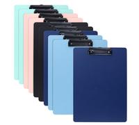 NAMYEUT 10 Pack Colored A4 Plastic Clipboards, 12.2x8.7 Inch Writing Boards with Metal Hanging Clips, Hardboard for Office File Paper Organization (5 Assorted Colour)