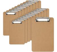 NAMYEUT 20 Pack A5 Clipboards, A5 Wooden Clipboard with Low Profile Clip and Hanging Hole, Brown Clip Boards for Office Restaurant Supplies