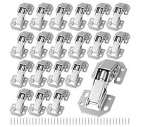 NAMYEUT 20 Pack Cabinet Door Hinges with 160 Screws, Soft Close Silver Kitchen Cupboard Hinges, Multi-Purpose for Wardrobe Bedroom Dining Room