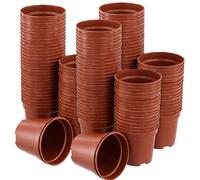 NAMYEUT 200Pcs Small Plant Pots, Plastic Seedling Pots with Drainage Holes, Mini Flower Pots for Succulent Fruit Vegetable Transplanting, Brick Red