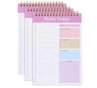 NAMYEUT 3 PCS A5 To Do List Notepad, 52 Sheets A5 Coil Daily Planner Notebook with Double-Sided Printing for Scheduling, Task Plan,100GSM Thick Paper (21x14cm)