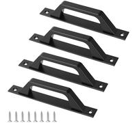 NAMYEUT 4 Pack 20 x 2.4 x 4cm Black Sliding Door Handles with Back Plate, Metal Pull Push Handles for Bathroom Kitchen Cabinet Garage Shed Gate