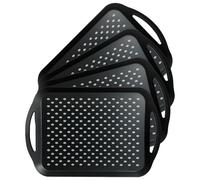 NAMYEUT 4 Pack 40 x 29cm Non-Slip Plastic Serving Trays with Handles, Rectangular Food Tray for Sofa Eating, Office Snacks