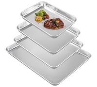 NAMYEUT 4 Pack Stainless Steel Baking Tray, 4 Sizes Cookie Baking Sheet Pan, Oven Tray for Grilled Fish, Meat, Vegetables