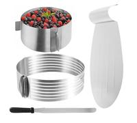 NAMYEUT 4-Piece Cake Accessory Set, Stainless Steel, Cake Base Cutting Aid Diameter 24-30, Pastry Knife, Cake Ring Adjustable Diameter 16-30, Cake Server Stainless Steel Baking Accessories