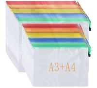 NAMYEUT 40 PCS A3/A4 Coloured Plastic Wallets, Zip Lock Mesh Bags, A4 Document Folder, Document Zipper Bags for Home, Travel, Office