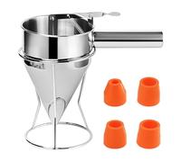 NAMYEUT 40oz/1.2L Stainless Steel Batter Dispenser with Stand and 4 Silicone Nozzles, Professional Pancake Cake Batter Dispenser for Crepes Kitchen Bakery