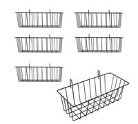 NAMYEUT 6 Pack Black Metal Wall Grids 23 x 10 x 7.5 cm with Hooks Wall Grid Shelf Rack Wall Rack Wire Basket for Shelf Design Grid Wall Photo