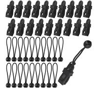 NAMYEUT 80PCS Tarp Clips Set, 40 Heavy Duty Tarpaulin Clips with 40 Ball Bungee Cords, Multi-Purpose Plastic Awning Clip Camping Accessories for Fixing Tarpaulin, Awning