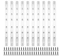 NAMYEUT Pack of 10 293 x 19 mm Flat Connector Stainless Steel Perforated Plates, Metal Flat Plate Bracket Metal Connector Hole Plate Wood Connector Connection Plate with 80 Screws for Furniture