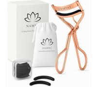 Namyo Eyelash Curler Rose Gold - Includes 10 Silicone Refill Pads, Travel Friendly Pouch & Satin Storage Bag | No Pinch, Natural Curl for All Eye Shapes