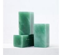 Namzi 1 Piece Green Natural Crystal raw Stone Square Seal Ornament, raw Stone Polished Seal Carving Seal Stone, Home Desktop Decoration Ornament