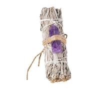 Namzi 1 Piece Natural California White Rat Tail Grass Purple Single Pointed Energy Stone Hexagonal Prism Aromatherapy Wand Cedar Wand Set Aromatherapy Ornament Decoration