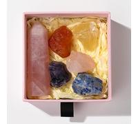 Namzi 1 Piece Natural Crystal Column raw Stone Set Box, Pink Single Pointed Crystal Stone Hexagonal Column Mineral Standard Set Box Yoga Stone Ornament