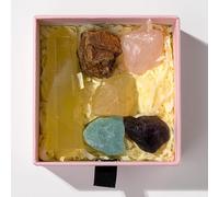 Namzi 1 Piece Natural Crystal Column raw Stone Set Box, Yellow Single Pointed Crystal Stone Hexagonal Column Mineral Standard Set Box Yoga Stone Ornament