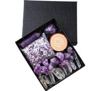 Namzi 1 Piece Natural Crystal raw Stone Crystal Hexagonal Prism Crystal Crushed Stone Set Box deep Purple Natural Crystal Stone Heart Mineral Logo Decoration Ornament
