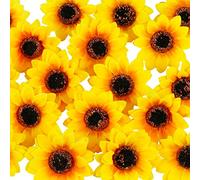 Namzi 100 Pcs Realistic Sunflowers Artificial Flowers, 2.75 Inch Artificial Silk Sunflower Heads, for DIY Fabric Floral Wedding Home Party Decoration