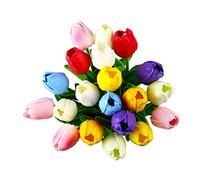 Namzi 10Pcs Artificial Tulips, Real Touch Fake Flowers with Stems for Home, Office, Wedding, Valentine's Day Decoration - Silk Tulipanes Artificiales