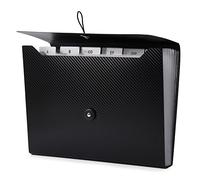 Namzi 13 * 9.45 * 1.57 Inch Expanding File Folder，Black Exterior with Transparent Interior，Office & Stationery Essential for Paperwork Management A