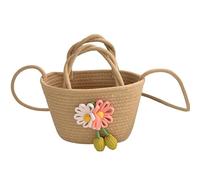 Namzi 1PC Flower Weave Bag,Khaki ， Cute Woven Handbag for Daily Use Casual Outings, Stylish Weave Bag with Floral Accents