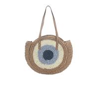 Namzi 1PC Khaki Weave Bag, Cute Round,Beach Woven Tote, Stylish Woven Bag for Seaside Trips Summer Fun