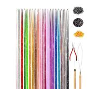 Namzi 48 Inch Glitter Hair Tinsel Extensions Kit ，20 Colors ，With Tools - Heat Resistant Fairy Hair Accessories for Women, Girls, Kids，