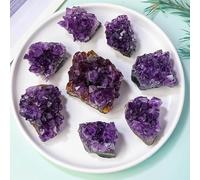 Namzi 6 Pieces of Natural Purple Crystal Stones, Each Weighing 30-40g, Purple Crystal Cluster Hole Block Ornaments, Purple Crystal ore specimens, Purple Crystal Cluster Decorative Stones