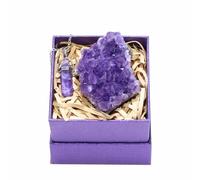 Namzi Amethyst Crystals with Amethyst Wand Necklace, Amethyst Clusters, Amythestyst Crystals, Purple Crystal, Amathesis Crystal, Raw Amethyst Stone, Natural Amethyst Geode, About 0.2 Lb