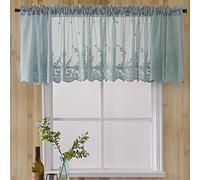 Namzi Blue Lace Short Curtain,51 * 16 Inch，1 Piece Window Curtain,for Home Living Room Bedroom Window