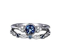 Namzi Blue Zircon Ring, 1 Piece，Wedding Engagement Rings, Sparkling Zircon Ring for Special Moments, Elegant Design （10）