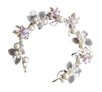 Namzi Bridal Flower Wedding Hair Pins Crystal Pearl Hair Combs Clips Headpiece Gold Wedding Hair Accessories Jewelry with Rhinestone for Brides Bridesmaids Women Girls (Purple) E