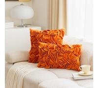 Namzi Decorative Throw Pillow Covers New Luxury Series Style Fluffy Pillow Case Cushion Cover for Sofa Bedroom Car 12 x 20 Inch Orange