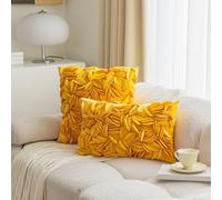 Namzi Decorative Throw Pillow Covers New Luxury Series Style Fluffy Pillow Case Cushion Cover for Sofa Bedroom Car 12 x 20 Inch Yellow