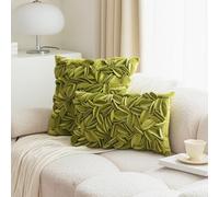 Namzi Decorative Throw Pillow Covers New Luxury Series Style Fluffy Pillow Case Cushion Cover for Sofa Bedroom Car 12 x 20 Inch Green