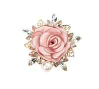 Namzi Elegant Rose Flower Brooch Pin for Women Men Wedding Party Gentleman's Essentials Lapel Pin Dress Suit Accessories Gift Valentine's Day-Pink A, Alloy, silk flower, rhinestone, artificial pearl