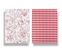Namzi gifts, flowers packaging paper,classical thickened two color double sided pattern printed,10 Sheets,22.8 * 16.5in,red