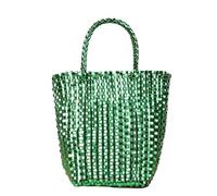 Namzi Green Weave Bag 1 Piece, Cute Woven Beach Bag, Stylish Water Resistant Design, Perfect for Seaside Trips Pool Days
