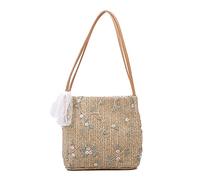 Namzi Khaki Weave Bag 1 Piece,Adorable Lace Korean Style Straw Bag, Trendy for Dates Street Outings, Fashion Forward