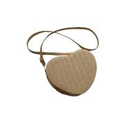 Namzi Khaki Weave Bag 1 Piece， Aesthetic Heart-shaped Woven Bag, Stylish for Dates Gatherings, Elegant Charming