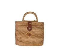 Namzi khaki Weave Bag 1 Piece,Cute Bali Rattan Crossbody Mini Handbag, Stylish Woven Design, Perfect for Vacations Daily Outings A