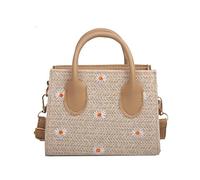 Namzi Khaki Weave Bag 1 Piece，Cute Daisy Woven Bag, Stylish for Brunch Park Strolls, Adorable Floral Design Practical
