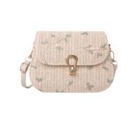 Namzi Khaki Weave Saddle Bag 1 Piece，Cute Lace Flower Woven Saddle Bag, Stylish Handbag for Daily Outings Gatherings, Elegant Unique