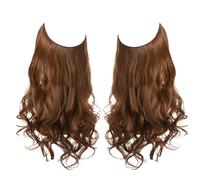 Namzi Long Wavy Wig piece with Invisible Transparent Adjustable Size Fish Line Curly Hair Piece Hidden Secret Hairpiece for Women No Clip 18 Inch,Brown