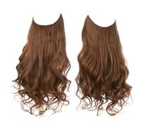 Namzi Long Wavy Wig piece with Invisible Transparent Adjustable Size Fish Line Curly Hair Piece Hidden Secret Hairpiece for Women No Clip 18 Inch,G