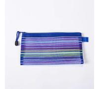 Namzi Nylon Mesh Zipper Pencil Case，Utility Bag for File & Pen Storage, Small Items Organizer （23x12cm/9x4.7inches, 2 Pieces，Blue）