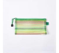 Namzi Nylon Mesh Zipper Pencil Case，Utility Bag for File & Pen Storage, Small Items Organizer （23x12cm/9x4.7inches, 2 Pieces，Green）