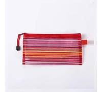 Namzi Nylon Mesh Zipper Pencil Case，Utility Bag for File & Pen Storage, Small Items Organizer （23x12cm/9x4.7inches, 2 Pieces，Red）