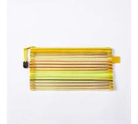 Namzi Nylon Mesh Zipper Pencil Case，Utility Bag for File & Pen Storage, Small Items Organizer （23x12cm/9x4.7inches, 2 Pieces，Yellow）