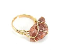 Namzi red Adjustable Raw Stone Ring, 1 Piece，Ring, Adjustable Design, Natural Stone Detail, Ideal for Daily Wear Outings